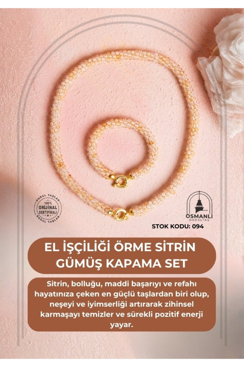 Sertifikalı El İşçiliği Örme Sitrin Gümüş Kapama Doğaltaş Set - Görsel 2 - Safnaturel