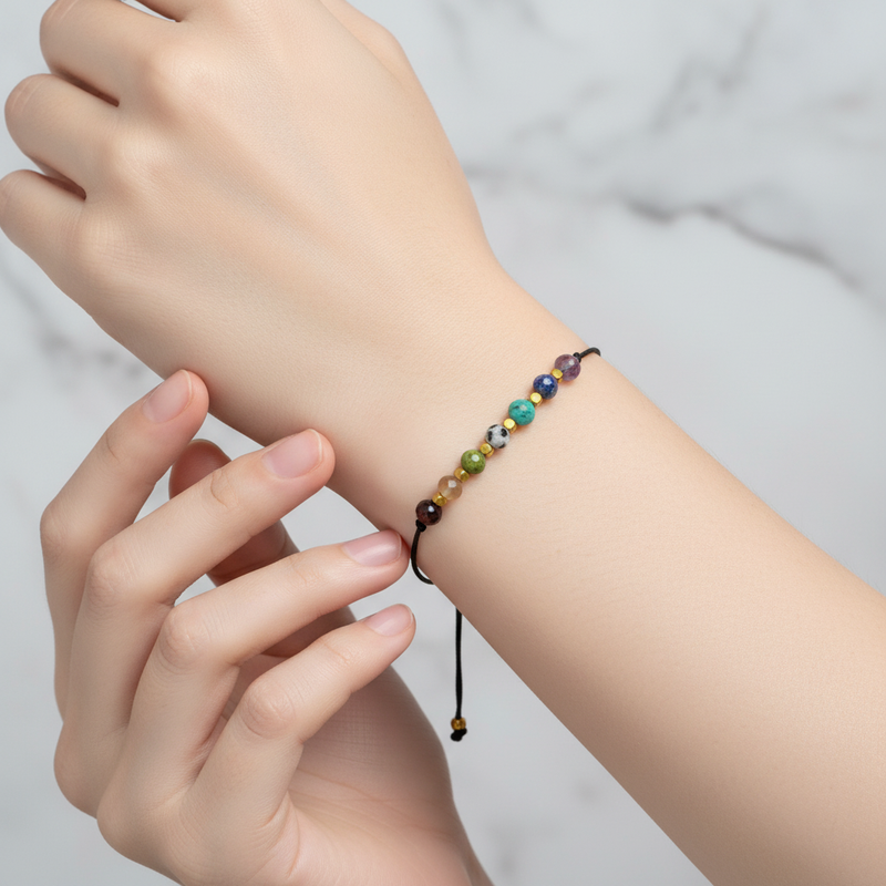 Jasper, Yeşim, Amazonit, Lapis Lazuli, Güneş Taşı, Ametist & Ay Taşı Doğal Taş Bileklik – Özel Tasarım - Görsel 1 - Safnaturel