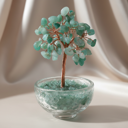 Aventurin Doğal Taş Cam Kaseli Tel Sarmalı Ağaç – Safnaturel (160 gr)