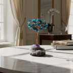 Ametist – Apatit Doğal Taş Tel Sarmalı Tasarım Ağaç – Safnaturel (148 gr)