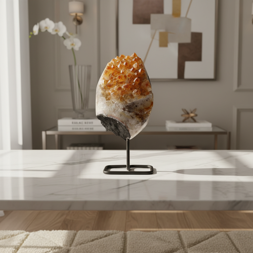 Sitrin Doğal Taş Standlı Ham Parça – Safnaturel (4128 gr)