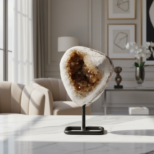 Sitrin Doğal Taş Standlı Ham Parça – Safnaturel (1627 gr)