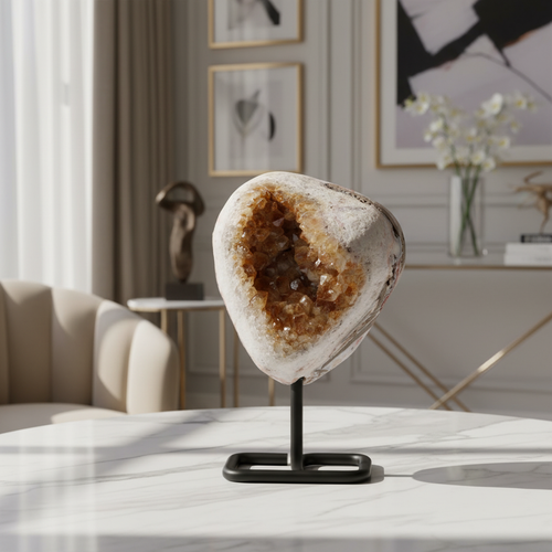 Sitrin Doğal Taş Standlı Ham Parça – Safnaturel (1627 gr)