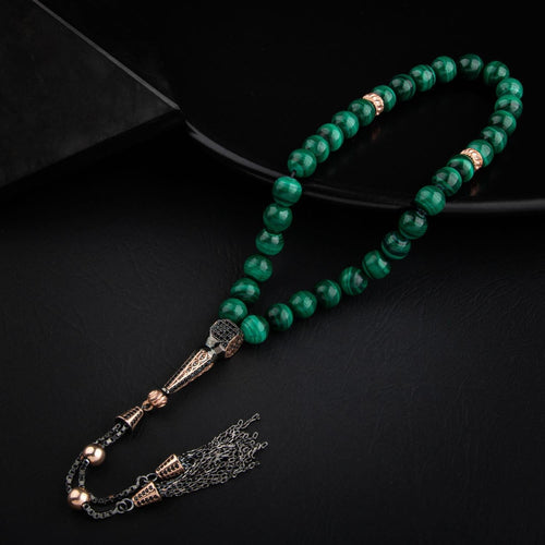 Malakit Doğal Taş 8mm Gümüş Tesbih