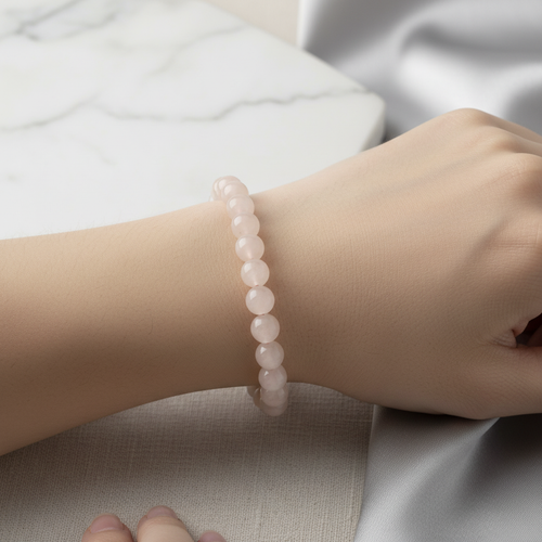 Morganit 8 mm Merdiven Kapama Doğal Taş Bileklik – El İşçiliği - Görsel 1 - Safnaturel