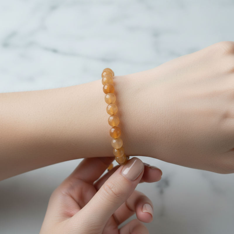 Turuncu Aventurin 6mm Merdiven Kapama Doğal Taş Bileklik - Görsel 2 - Safnaturel
