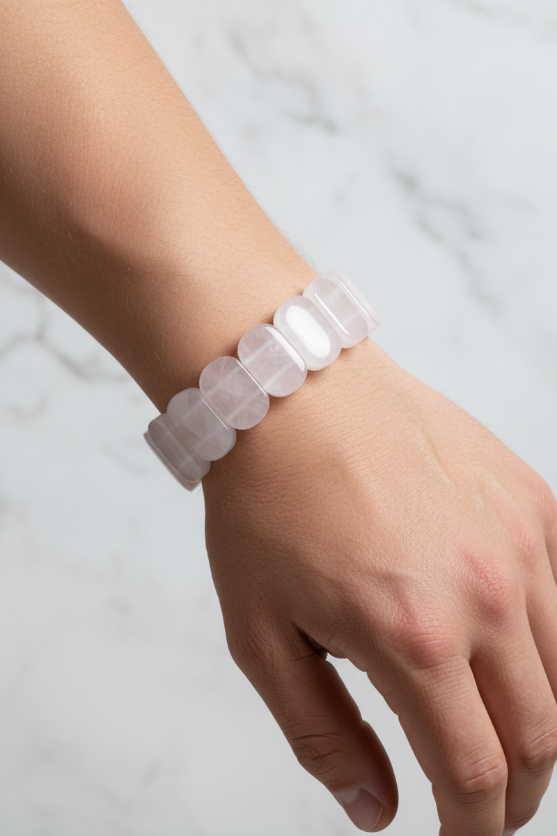 Kristal Kuvars Geniş Kesim Doğal Taş Bileklik – Unisex Şık Tasarım (9 x 14 mm Özel Kesim) - Görsel 1 - Safnaturel