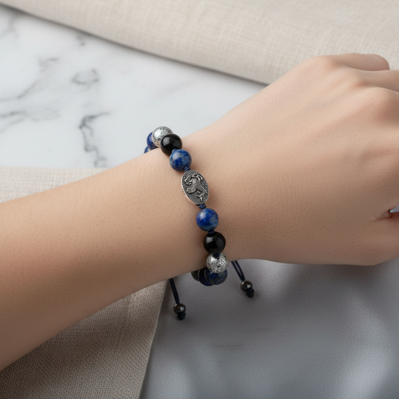 Lapis Lazuli Doğal Taş 925 Ayar Gümüş Tasarım Bileklik – Özel Tasarım - Görsel 2 - Safnaturel