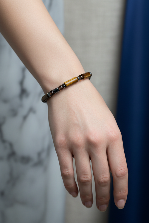 Kaplan Gözü, Jasper ve Hematit Doğal Taş Bileklik – Unisex Şık Tasarım