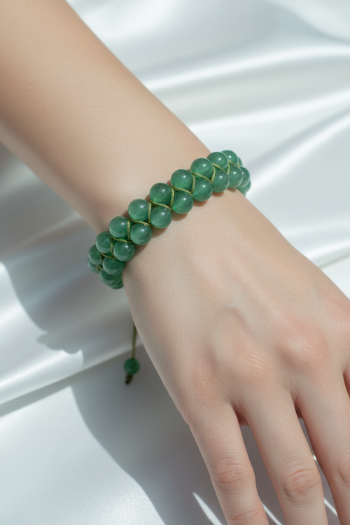 Yeşil Aventurin 8mm Çift Sıra Makrome Doğal Taş Bileklik