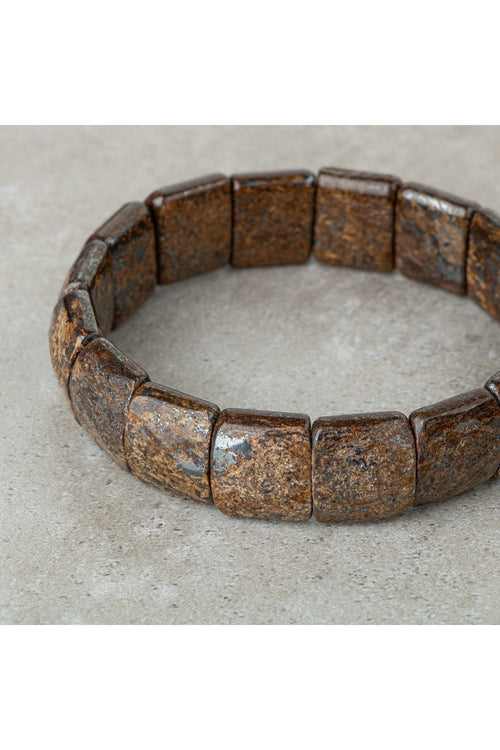 Bronzit Doğal Taş Balık Sırtı Geniş Kesim Bileklik