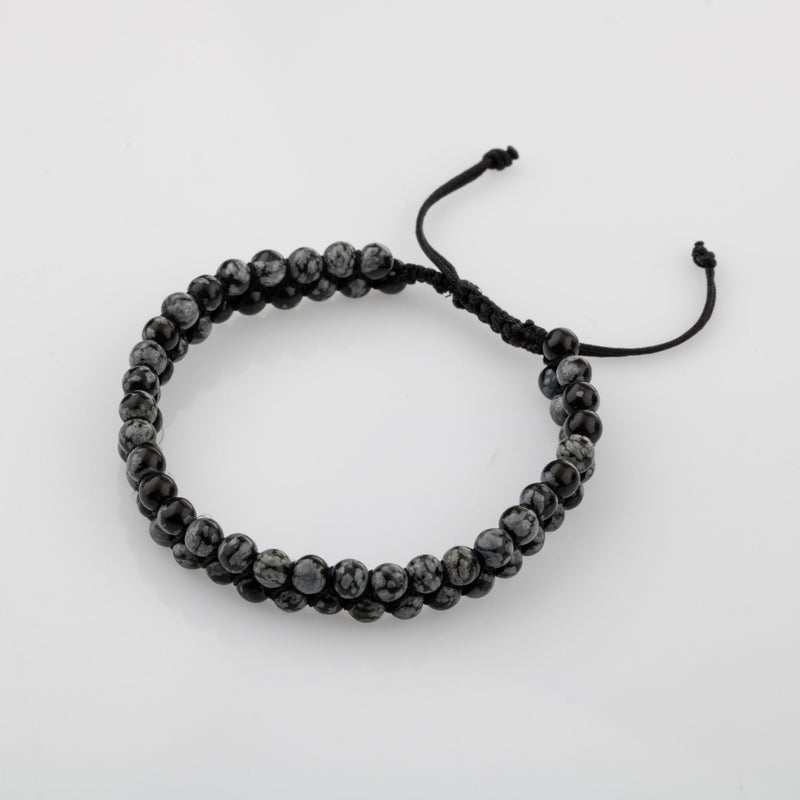 Karlı Obsidyen 4mm Çift Sıra Doğal Taş Bileklik