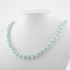 Mavi Larimar 8 mm Düğümlü Doğal Taş Kolye