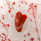 Kırmızı Akik Taşı Gua Sha Yüz Masaj Taşı Kalpli