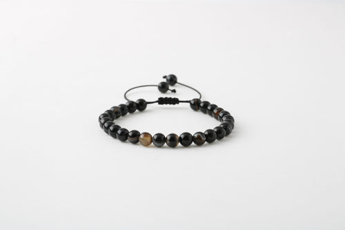 Siyah Göz Akik 6mm Merdiven Kapama Doğal Taş Bileklik