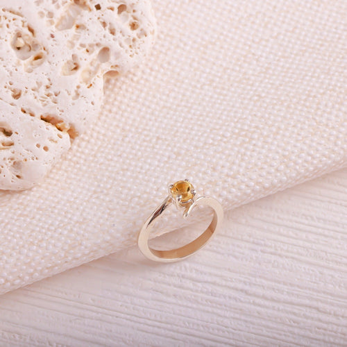 Sertifikalı Sitrin 925 Ayar Gümüş Yüzük (SK:542)