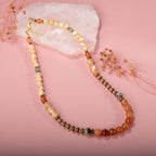 Karnelyan Akik-Turuncu Aventurin-Pehnit-Sedef-Hematit Doğal Taş Kolye