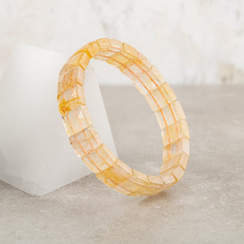 Sitrin Doğal Taş Kare Kesim Geniş Kesim Bileklik