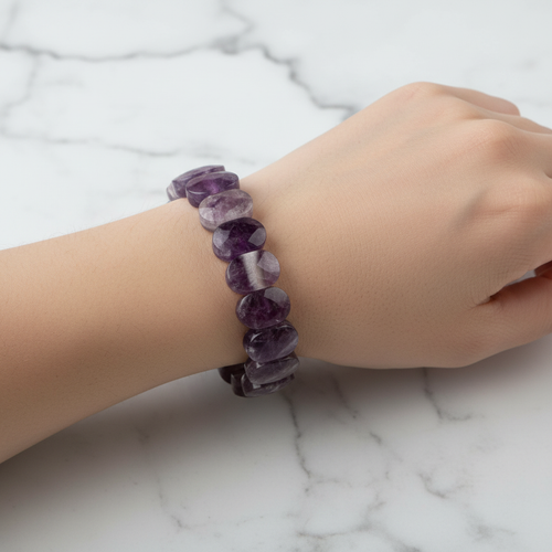 Ametist Doğal Taş Geniş Kesim Bileklik