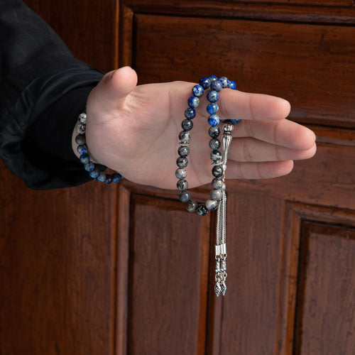 Lapis Lazuli-Jasper Doğal Taş Tesbih Bileklik Seti