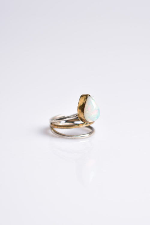 Opal Doğal Taş 925 Ayar Gümüş Yüzük