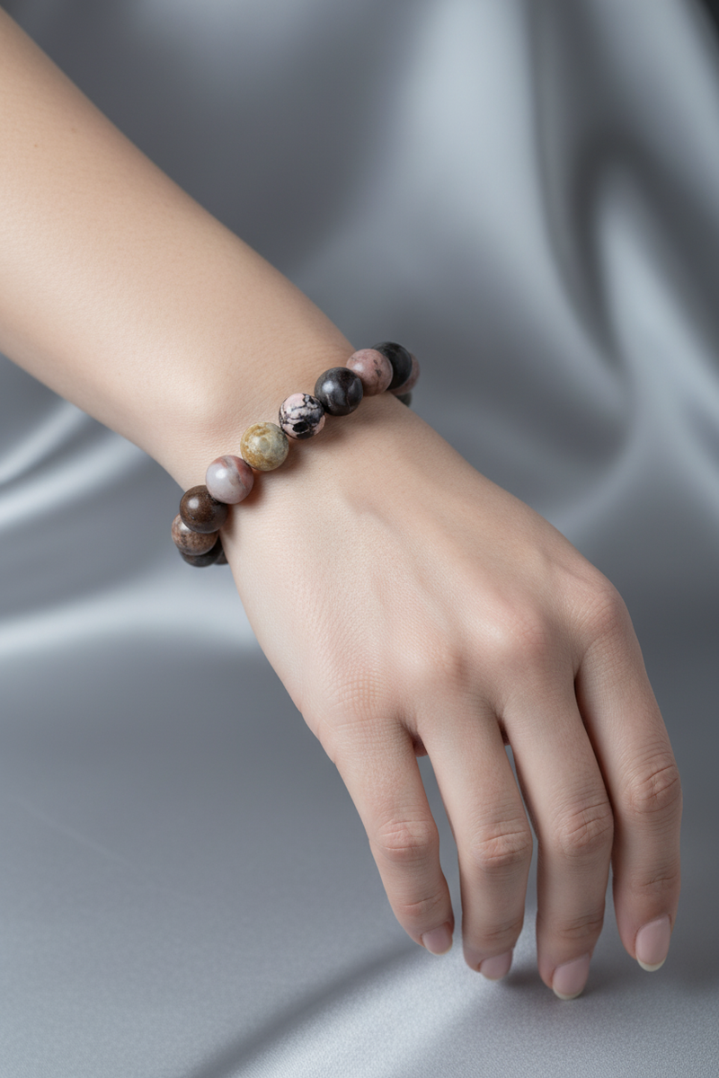 Rodonit 10mm Doğal Taş Bileklik - Görsel 1 - Safnaturel