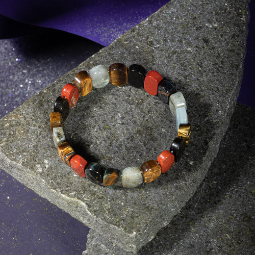 Akrep Burcu Bileklik Dumanlı Kuvars, Golden Obsidyen, Jasper, Kaplan Gözü, Kırmızı Akik, Pembe Kuvars