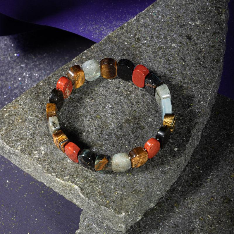 Akrep Burcu Bileklik Dumanlı Kuvars, Golden Obsidyen, Jasper, Kaplan Gözü, Kırmızı Akik, Pembe Kuvars
