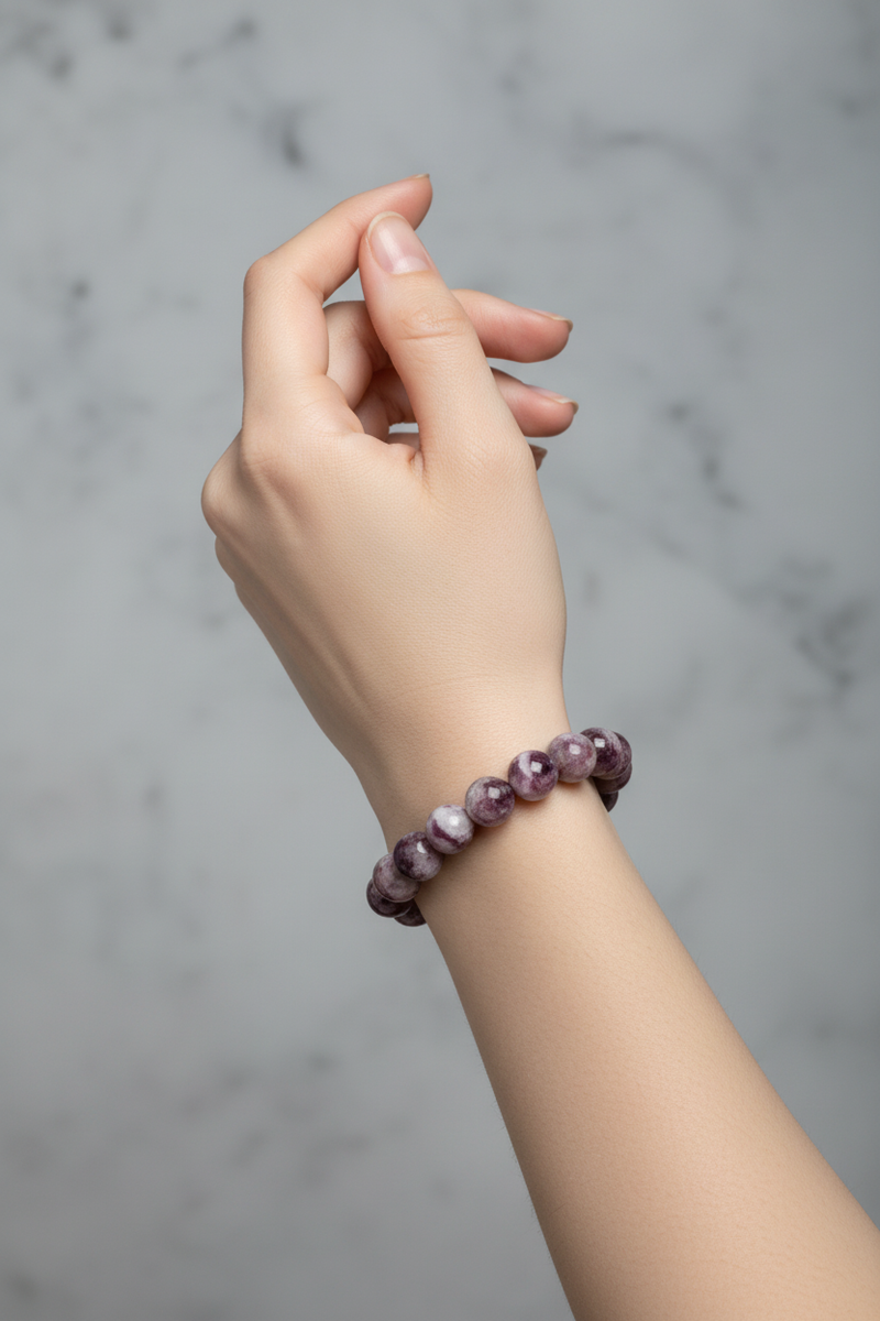 Premium Lepidolit Doğal Taş Bileklik - Görsel 2 - Safnaturel