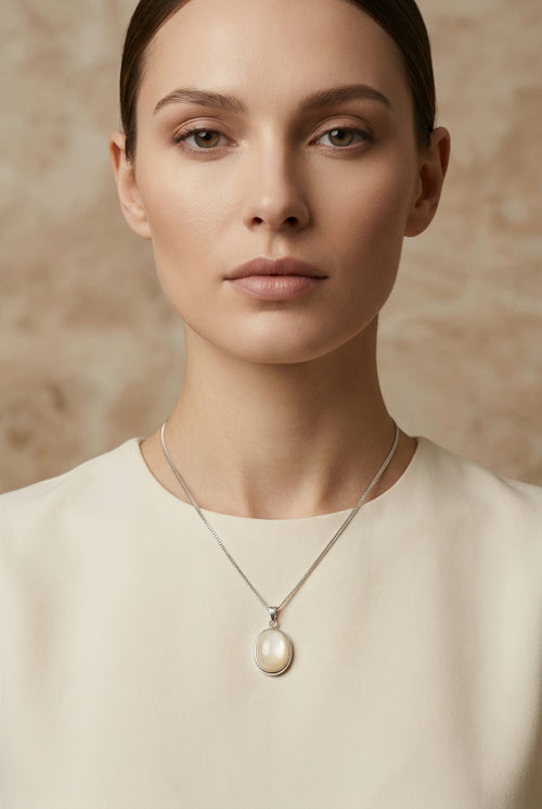 Opal Doğaltaş 925 Ayar Gümüş Kolye