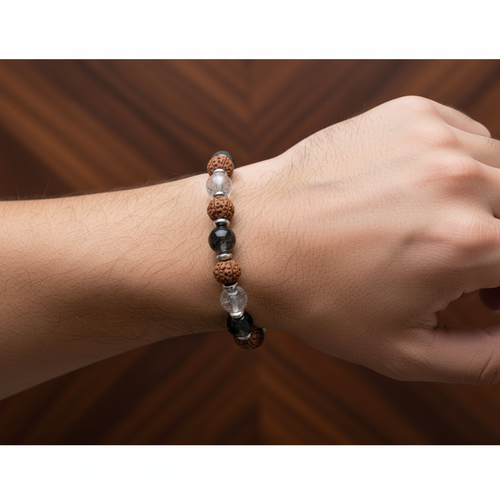 Rutilli Kuvars, Rudraksha ve Hematit Doğal Taş Bileklik – Unisex Şık Tasarım - Görsel 6 - Safnaturel