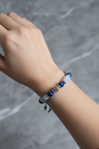 Kalsedon ve Lapis Lazuli Doğal Taş Bileklik – Unisex Şık Tasarım