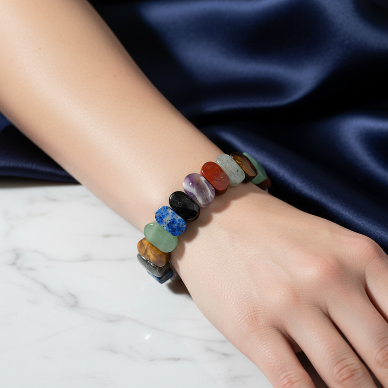 Aslan Burcu Doğal Taş Bileklik – Ametist, Obsidyen, Jasper, Kaplan Gözü, Labradorit, Lapis Lazuli & Aventurin - Görsel 1 - Safnaturel