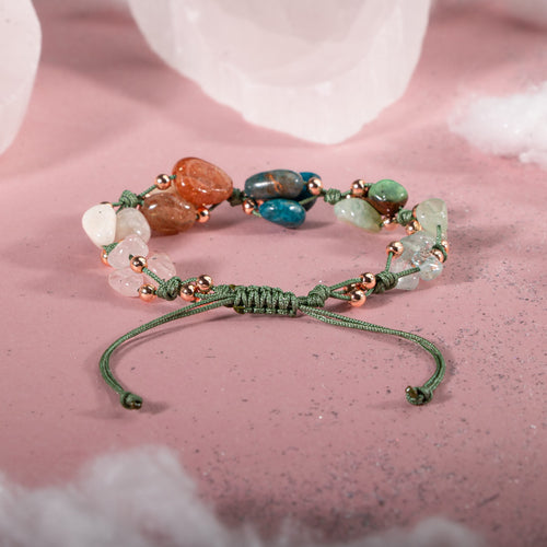 Terazi Burcu Bileklik Akuamarin, Ay Taşı, Güneş Taşı, Krizopras, Mavi Apatit, Pembe Kuvars, Yeşil Aventurin