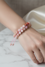Opal Pembe 8mm Çift Sıra Makrome Doğal Taş Bileklik - Görsel 1 - Safnaturel