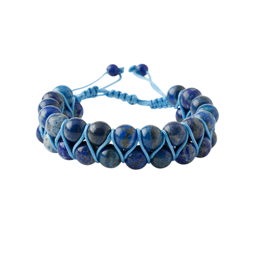 Lapis Lazuli 8mm Çift Sıra Makrome Doğal Taş Bileklik