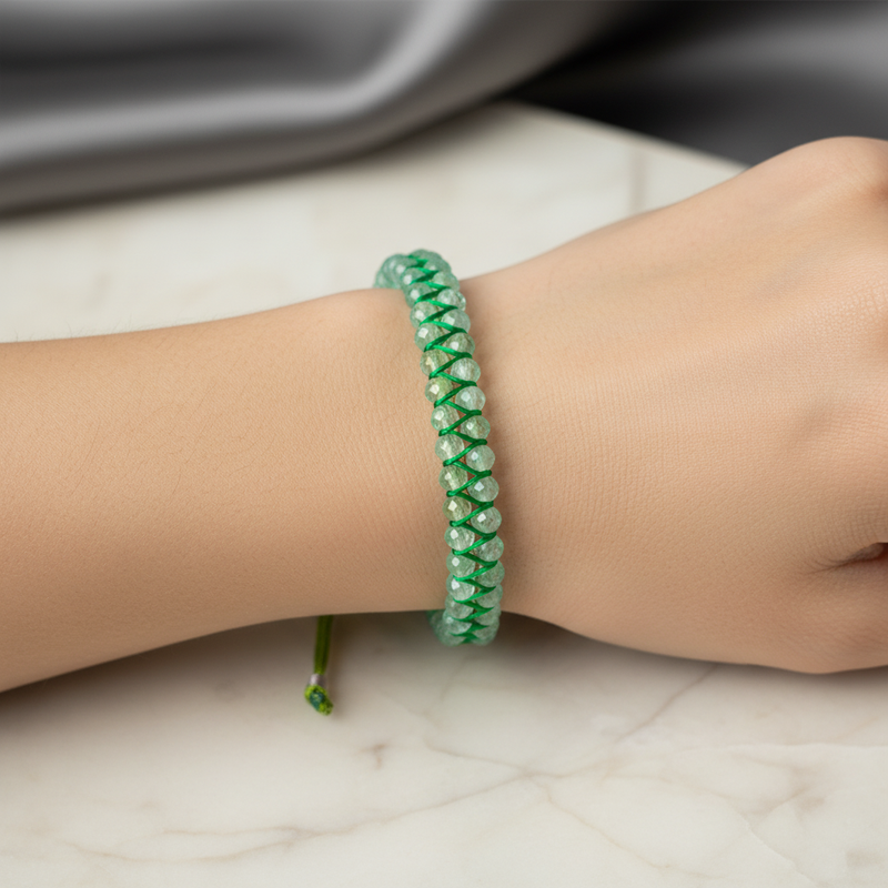 Prehnit 3-4 mm Çift Sıra Doğal Taş Bileklik – Unisex El İşçiliği - Görsel 2 - Safnaturel