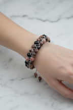 Rodonit 8mm Çift Sıra Makrome Doğal Taş Bileklik - Görsel 1 - Safnaturel