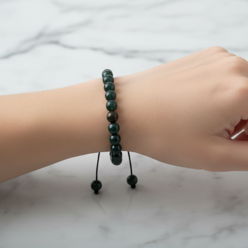 Kan Taşı 6 mm Merdiven Kapama Doğal Taş Bileklik – El İşçiliği