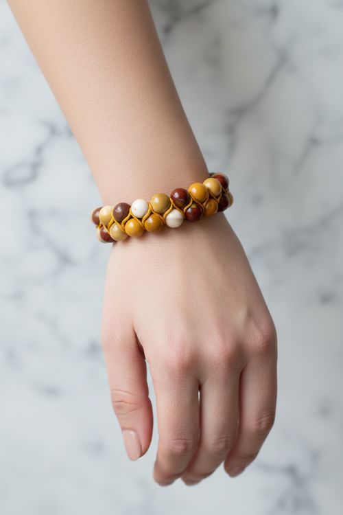 Jasper 8mm Çift Sıra Makrome Doğal Taş Bileklik - Görsel 2 - Safnaturel