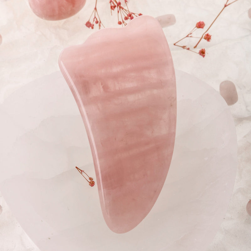 Pembe Kuvars Taşı Gua Sha Yüz Masaj Taşı Kaz Ayaklı