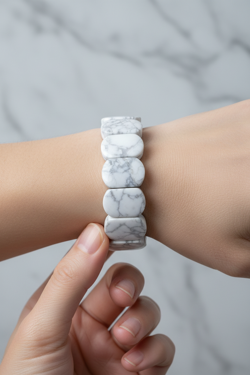Havlit Geniş Kesim Doğal Taş Bileklik – Unisex Şık Tasarım (9 x 14 mm Özel Kesim) - Görsel 1 - Safnaturel
