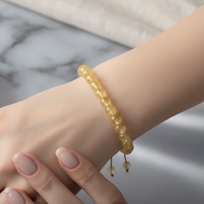 Sitrin 8 mm Merdiven Kapama Doğal Taş Bileklik – El İşçiliği - Görsel 1 - Safnaturel