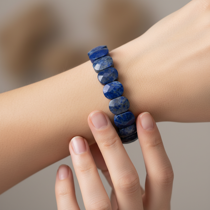 Lapis Lazuli Geniş Kesim Doğal Taş Bileklik - Görsel 1 - Safnaturel