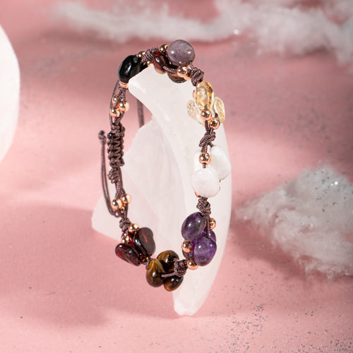 Akrep Burcu Bileklik Ametist, Ay Taşı, Bordo Granat Lal, Jasper, Kaplan Gözü, Sitrin, Siyah Turmalin