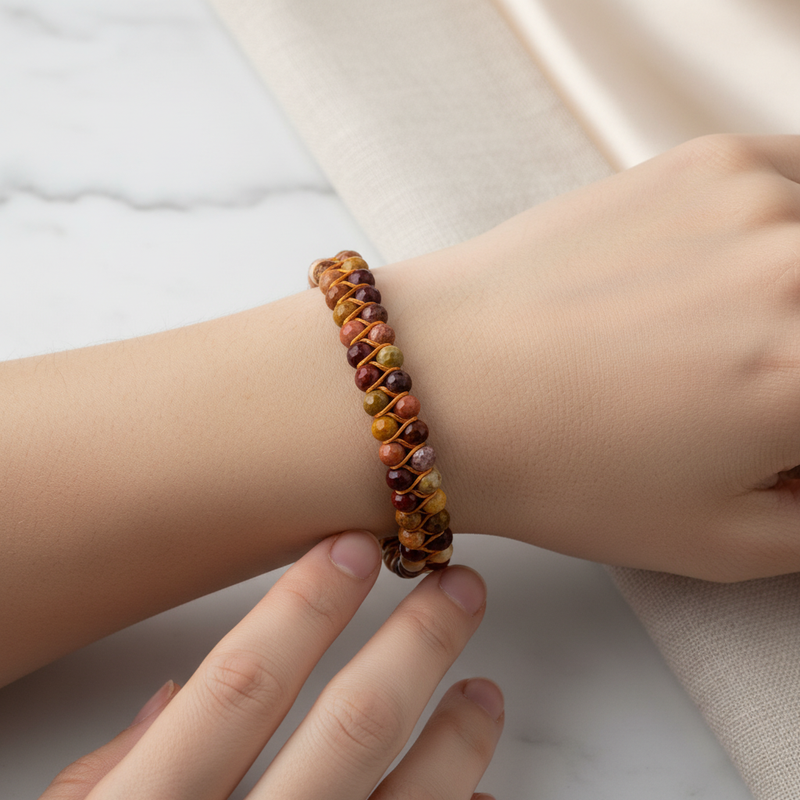 Jasper 3-4mm Çift Sıra Doğal Taş Makrome Bileklik – El İşçiliği - Görsel 1 - Safnaturel