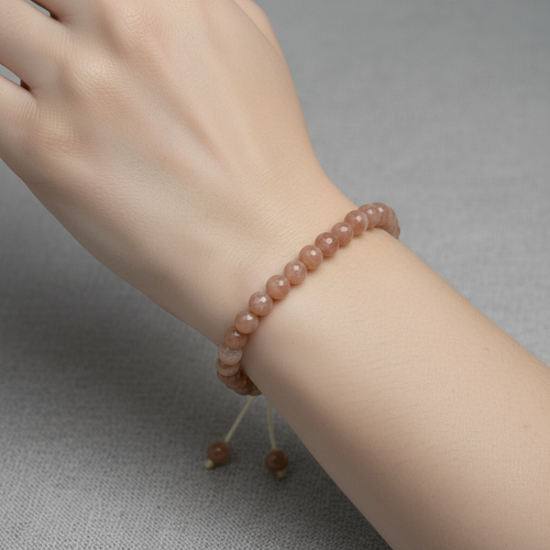 Güneş Taşı 6 mm Merdiven Kapama Doğal Taş Bileklik – El İşçiliği