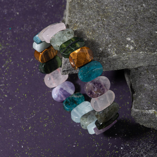 Balık Burcu Bileklik Akuamarin, Ametist, Kaplan Gözü, Labradorit, Mavi Apatit, Pembe Kuvars, Yeşim