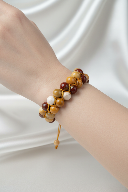 Jasper 8mm Çift Sıra Makrome Doğal Taş Bileklik - Görsel 1 - Safnaturel