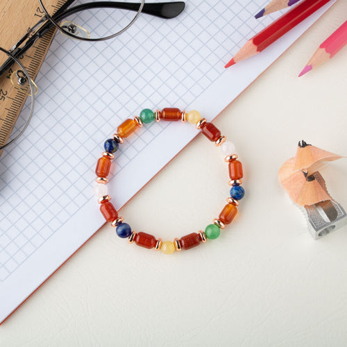 Kız Öğrenci Doğal Taş Bileklik-Kırmızı Akik-Yeşil Aventurin-Lapis Lazuli-Ay Taşı-Kalsit-Sodalit-Pembe Kuvars-Hematit